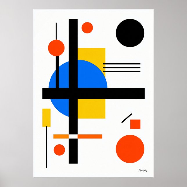 Modern Bauhaus Geometrisk Abstrakt Minimalistisk V Poster (Framsidan)
