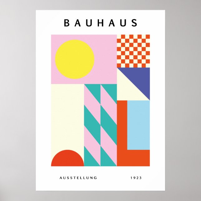 Modern Bauhaus Väggkonst Rosa Gult (Framsidan)