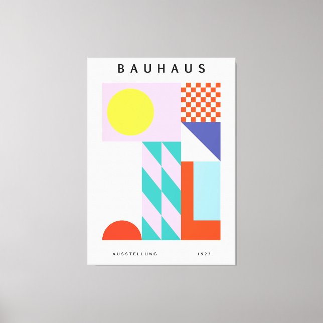 Modern Bauhaus Väggkonst Rosa Gult Canvastryck (Framsida)