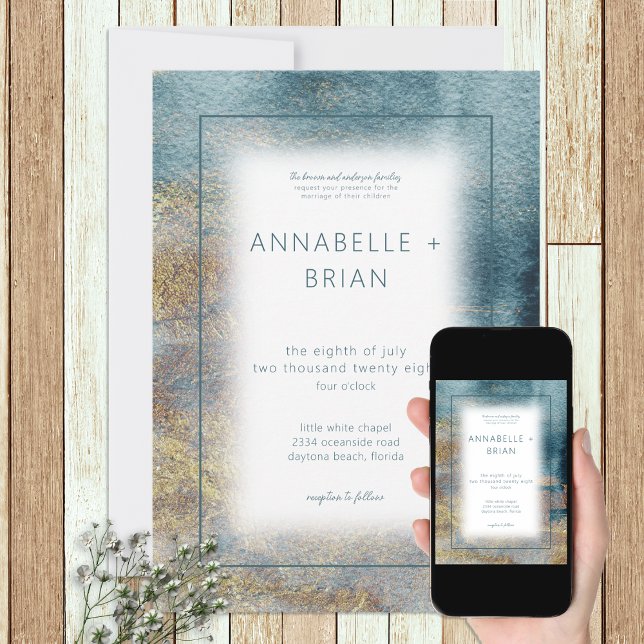 Modern Beach Abstract Wedding Invitation Inbjudningar (Skapare uppladdad)