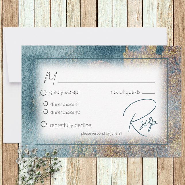 Modern Beach Abstract Wedding Response Card OSA Kort (Skapare uppladdad)
