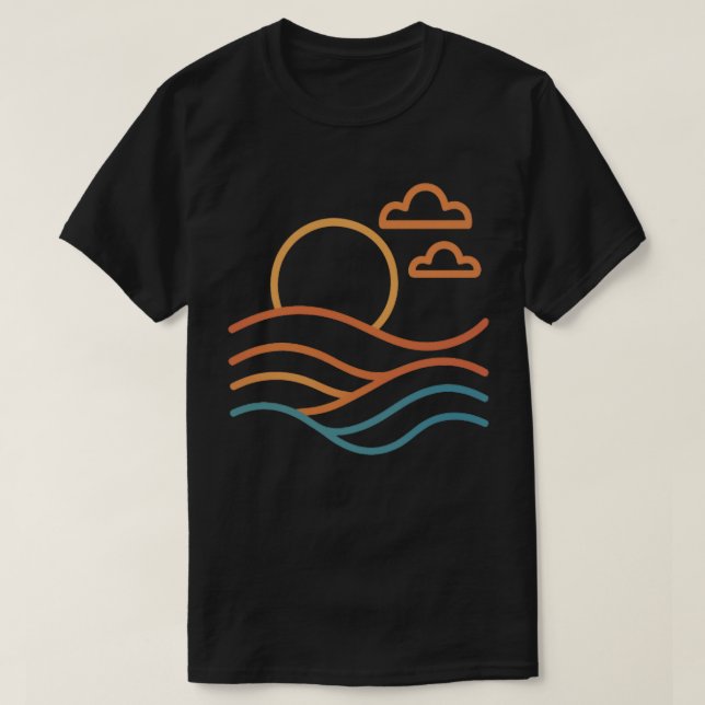 Modern Beach Artwork Manar Mörk T-Shirt (Design framsida)