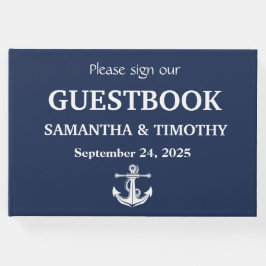 Modern Beach-bröllop för marinblå marinankor Gästböcker