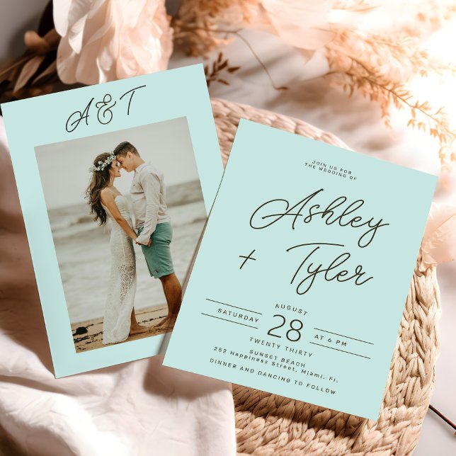 Modern beach destination photo wedding inbjudningar (Skapare uppladdad)