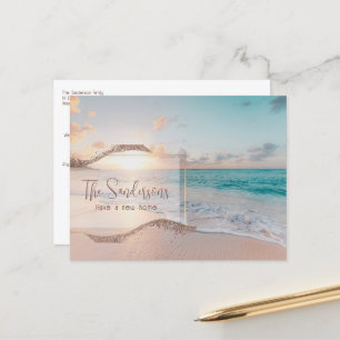 Modern Beach Flytta Home Notice Vykort