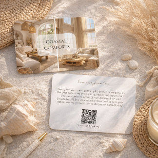 Modern Beach House Rental Property QR Code Visitkort