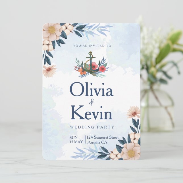 Modern Beach-inbjudan, Tropical bröllop Inbjudningar (Stående Fram)