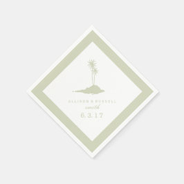 Modern Beach Island Bröllop Napkins - Grönt Pappersservett