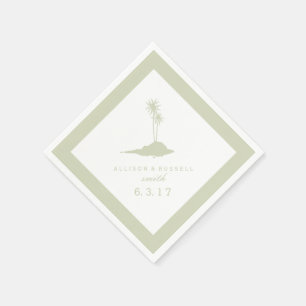 Modern Beach Island Bröllop Napkins - Grönt Pappersservett