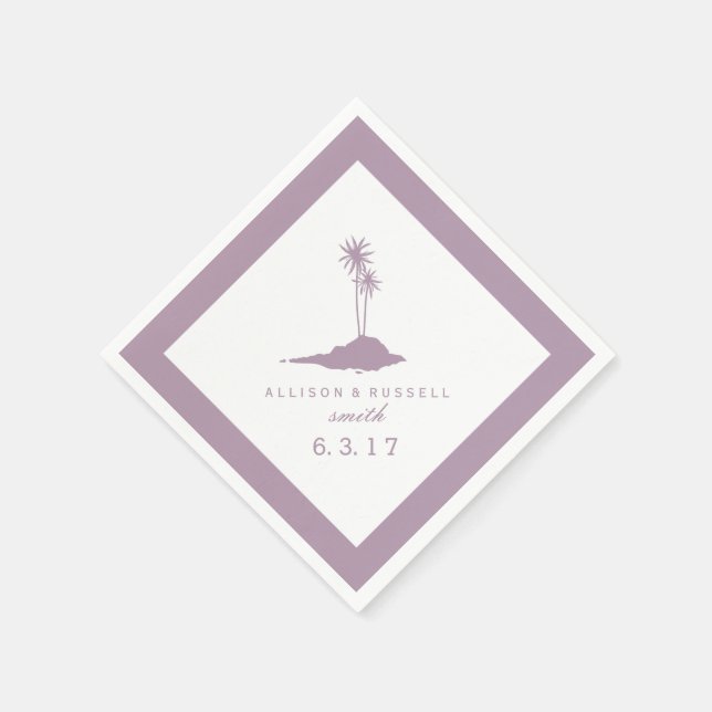 Modern Beach Island Bröllop Napkins - Violet Pappersservett (Hörn)