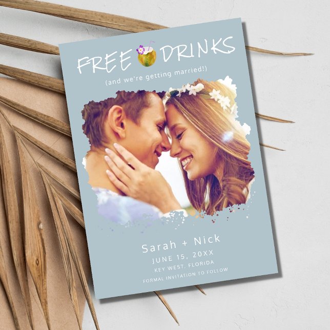 Modern Beach Photo Bröllop spara datum Spara Datumet (Modern Beach Photo Wedding Save the Date)