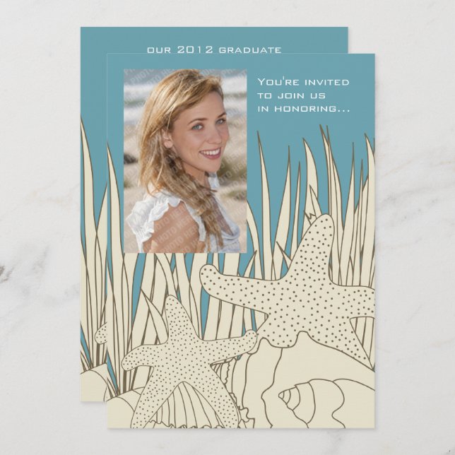 Modern Beach Photo Studentfest-inbjudan Inbjudningar (Fram/baksida)