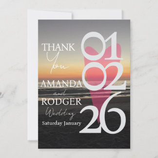 Modern Beach Photo Typography  Thank You Card Tack Kort