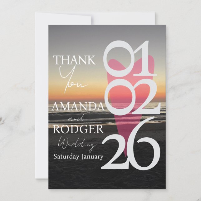 Modern Beach Photo Typography  Thank You Card Tack Kort (Framsida)