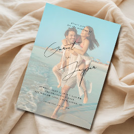 Modern Beach Romantik-budgetövertäckningsfoto Bröl Inbjudningar