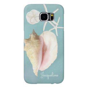 Modern Beach Seashell Conch Snäcka Starfish Art Samsung Galaxy S6 Fodral