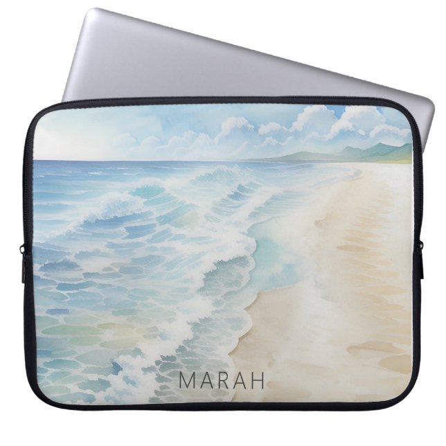 Modern Beach Shoreline Coastal Laptop Fodral (Framsidan)