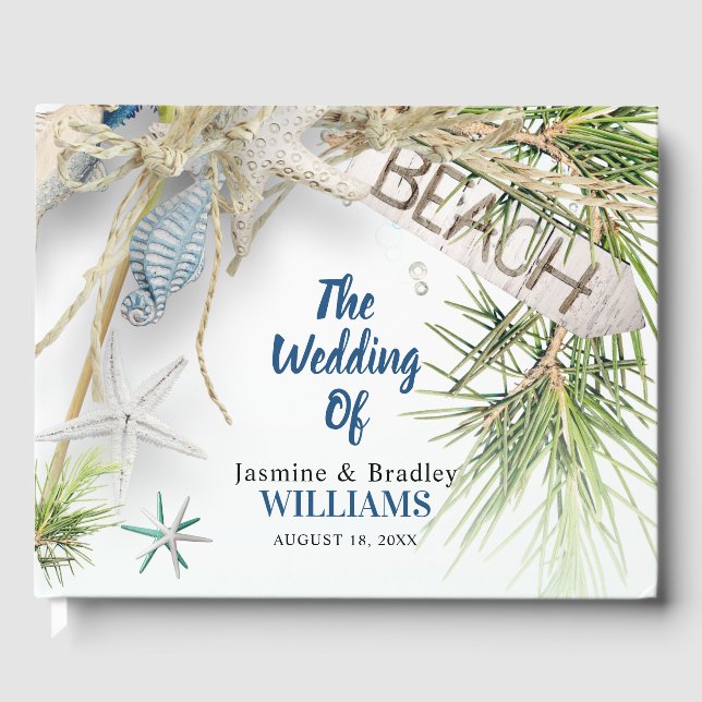 Modern Beach Theme Bröllop Gästböcker (Framsida)