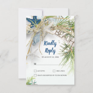 Modern Beach Theme Bröllop OSA Kort