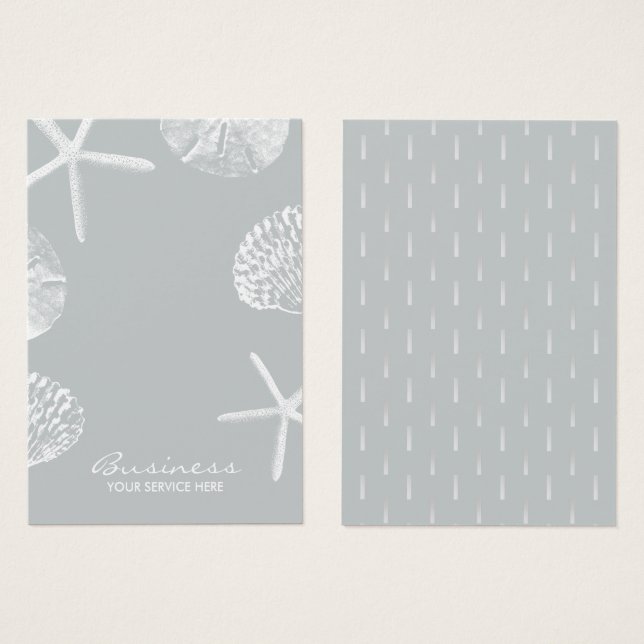 Modern Beach Theme Seashells Grått Earring Visning Visitkort (Framsida & baksida)