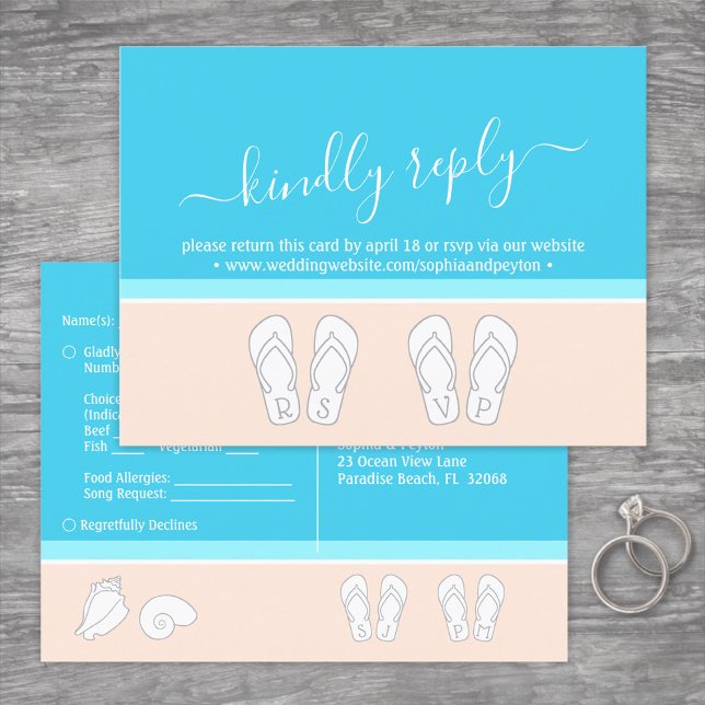 Modern Beach WedSång-ansökan om OSA Meal-val Inbjudan Vykort (Skapare uppladdad)