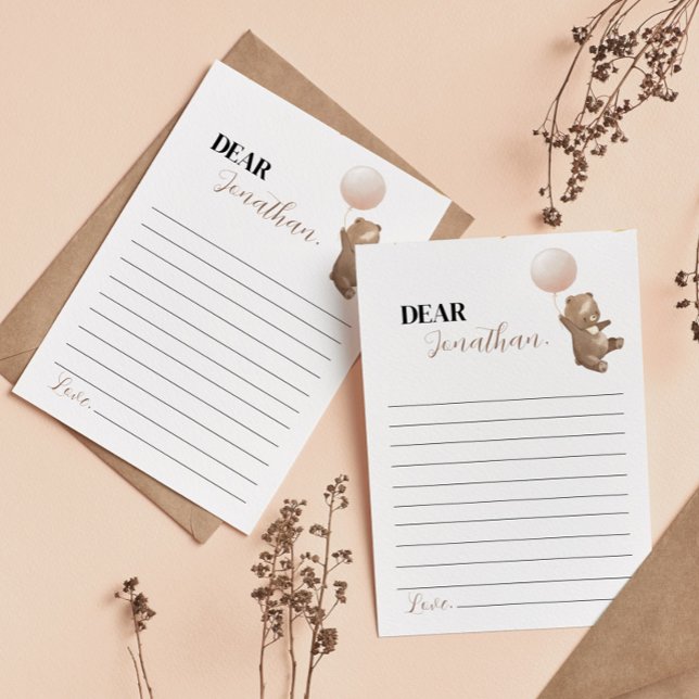 Modern Bear Birthday Time Capsule Message Card Tack Kort (Skapare uppladdad)