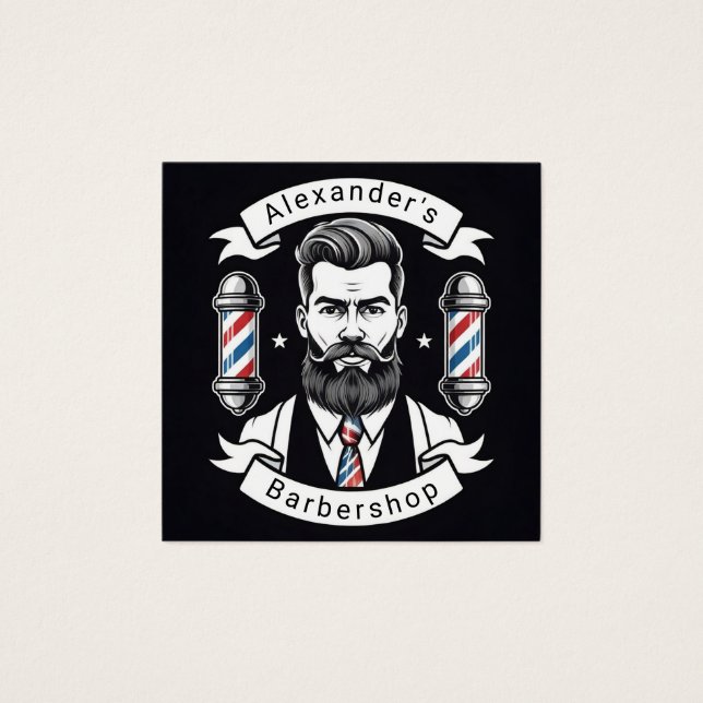 Modern Bearded Man Fyrkantigt Visitkort (Framsida)