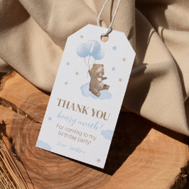 Modern beary 1:a födelsedagsdagen Märkre Tack Presentetikett