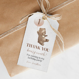 Modern beary 1:a födelsedagsdagen Märkre Tack Presentetikett