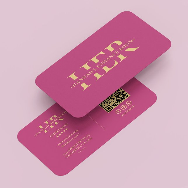 Modern Beautician Monogram Esthetician Rosa Visitkort (Modern Beautician Monogram Esthetician Pink Business Card
)