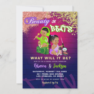 Modern Beauty eller Beats Gender Reveal-inbjudan Inbjudningar