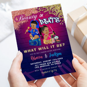 Modern Beauty eller Beats Gender Reveal-inbjudan Inbjudningar