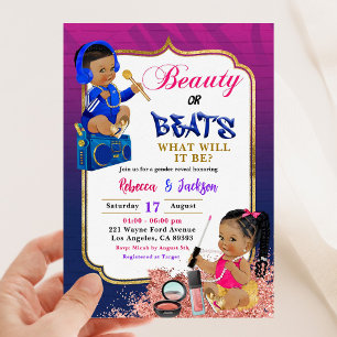 Modern Beauty eller Beats Gender Reveal-inbjudan Inbjudningar