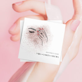 Modern Beauty Logotyp Nagel Eyelash Brows Fyrkantigt Visitkort