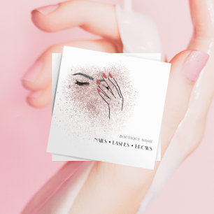 Modern Beauty Logotyp Nagel Eyelash Brows Fyrkantigt Visitkort