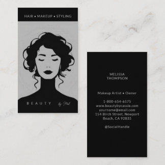 Modern Beauty Makeup Hair Nagel Black Benvit Visitkort