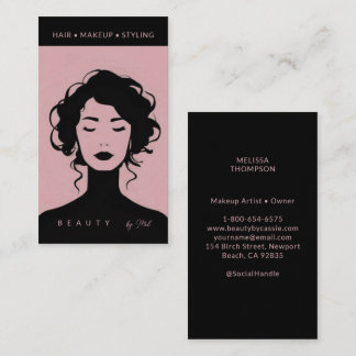 Modern Beauty Makeup Hair Nagel Rosa Black Visitkort