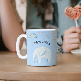 Modern Beauty Pastel Blue Elephant & Stars Kid Kaffemugg