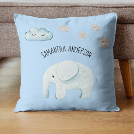 Modern Beauty Pastel Blue Elephant & Stars Kid Kudde