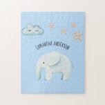Modern Beauty Pastel Blue Elephant & Stars Kid Pussel<br><div class="desc">Modern Beauty Pastel Blue Elephant & Stars Kid</div>