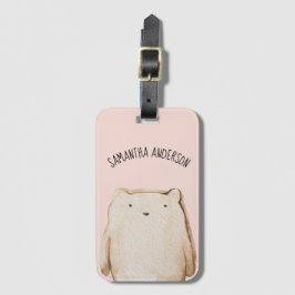 Modern Beauty Pastel Rosa Bear med Namn Bagagebricka