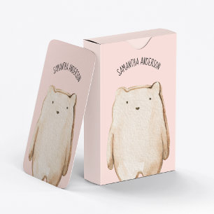 Modern Beauty Pastel Rosa Bear med Namn Casinokort