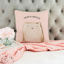 Modern Beauty Pastel Rosa Bear med Namn Kudde
