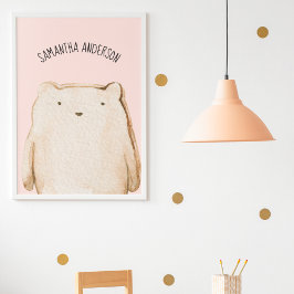 Modern Beauty Pastel Rosa Bear med Namn Poster