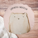 Modern Beauty Pastel Rosa Bear med Namn Rund Kudde<br><div class="desc">Modern Beauty Pastel Rosa Bear med Namn</div>