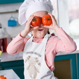 Modern Beauty Pastel Rosa Bunny med Namn Barnförkläde