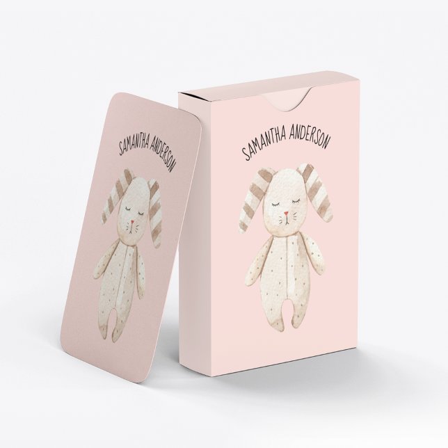 Modern Beauty Pastel Rosa Bunny med Namn Casinokort (Skapare uppladdad)