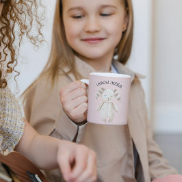 Modern Beauty Pastel Rosa Bunny med Namn Kaffemugg