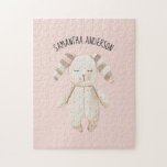 Modern Beauty Pastel Rosa Bunny med Namn Pussel<br><div class="desc">Modern Beauty Pastel Rosa Bunny med Namn</div>