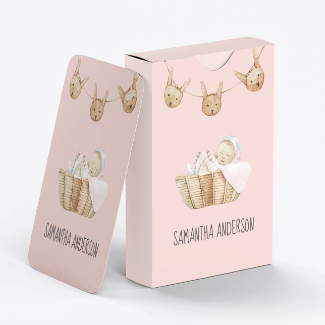 Modern Beauty Pastel Rosa Kid Namn Casinokort (Skapare uppladdad)